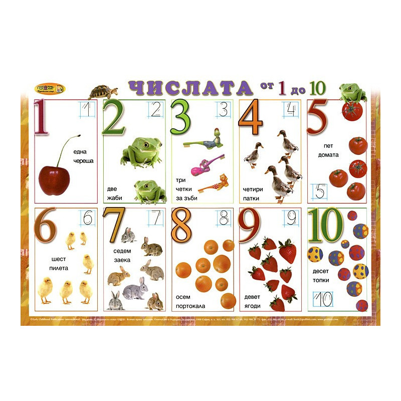 Двустранно табло по математика  Числата от 1 до 10 - Да поиграем с числата