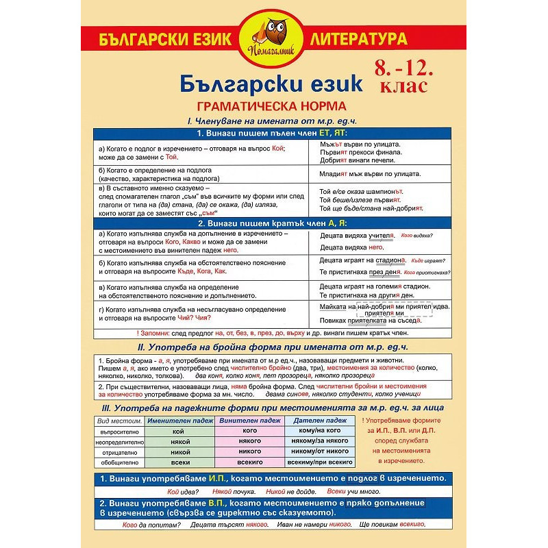 Помагалник по български език за 8. - 12. клас. Дипляна