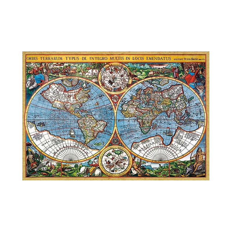 Пъзел - World Map, 1607, Pieter van der Keere