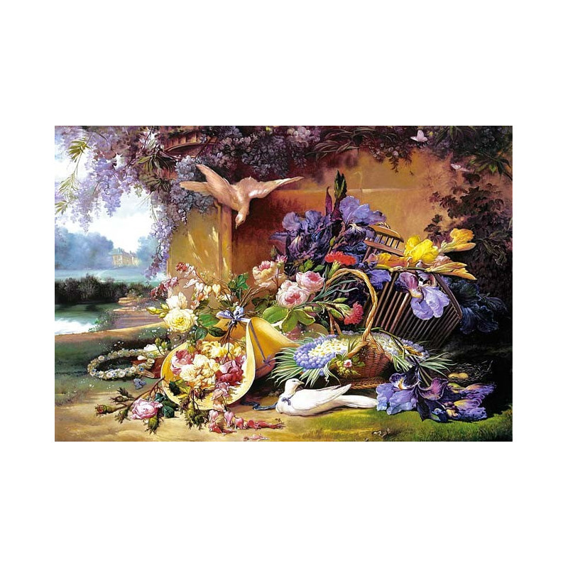 Пъзел - Elegant Still Life with Flowers, Eugene Bidau 