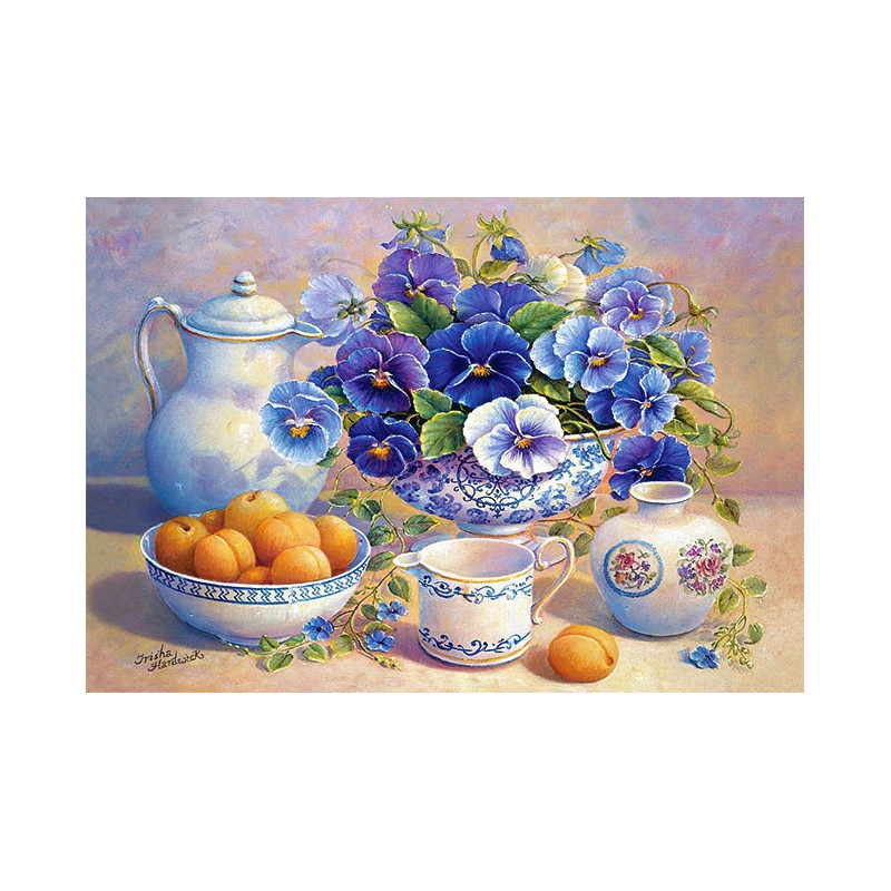 Пъзел - Apricot and Blue Pansies