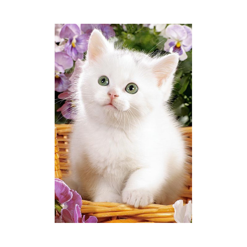Пъзел - White Kitten in Basket