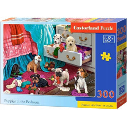 Пъзел Castorland от 300 части - Кученца в спалнята