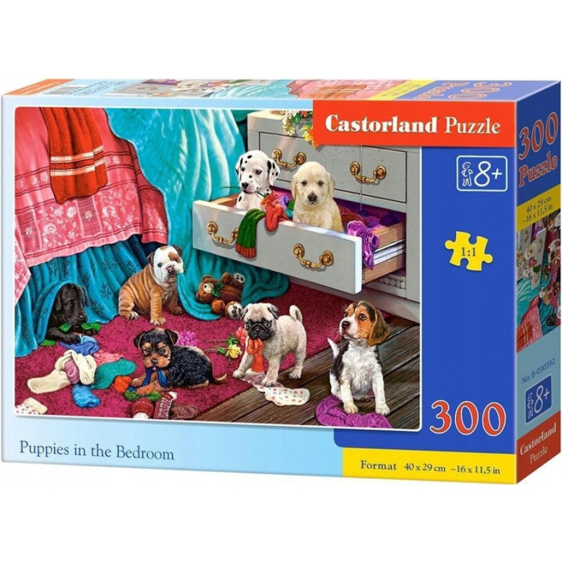 Пъзел Castorland от 300 части - Кученца в спалнята