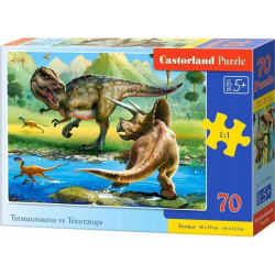 Пъзел Castorland от 70 части - Тиранозавър срещу Трицераптос
