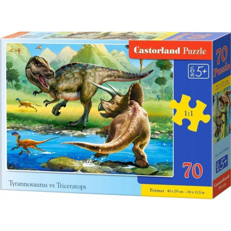 Пъзел Castorland от 70 части - Тиранозавър срещу Трицераптос