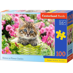 Пъзел Castorland от 100 части - Коте в градината