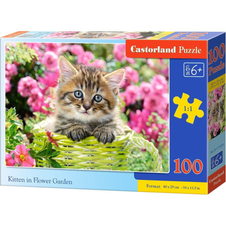 Пъзел Castorland от 100 части - Коте в градината