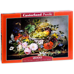 Пъзел Castorland от 2000 части - Натюрморт с плодове и цветя