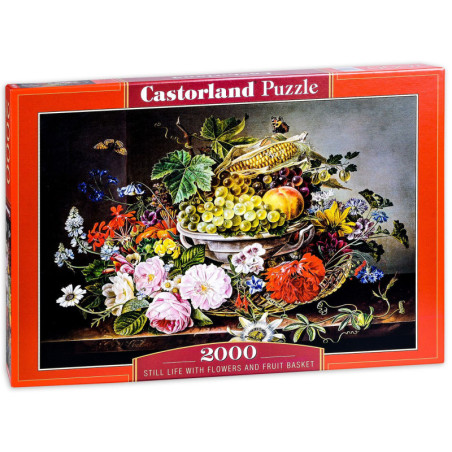 Пъзел Castorland от 2000 части - Натюрморт с плодове и цветя