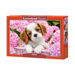 Пъзел Castorland от 500 части - Кученце в розови цветя