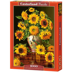 Пъзел Castorland от 1000 части - Слънчогледи във ваза с фазани