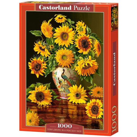 Пъзел Castorland от 1000 части - Слънчогледи във ваза с фазани