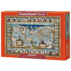 Пъзел Castorland от 2000 части - Карта на света от 1639 г.