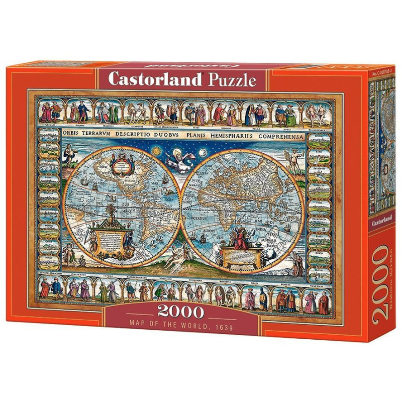 Пъзел Castorland от 2000 части - Карта на света от 1639 г.