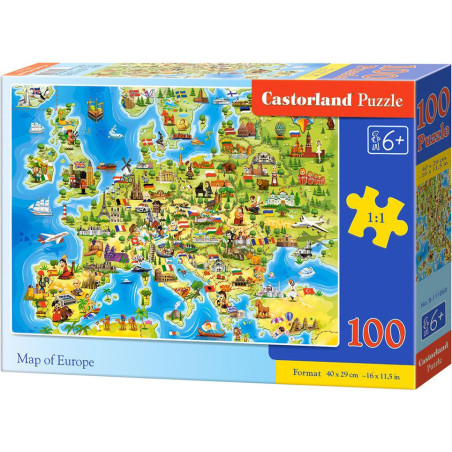 Пъзел Castorland от 100 части - Карта на Европа