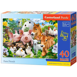 Пъзел Castorland от 40 XXL части - Животните във фермата