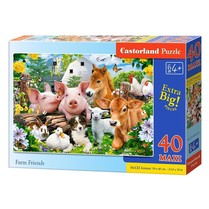 Пъзел Castorland от 40 XXL части - Животните във фермата