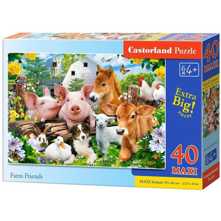 Пъзел Castorland от 40 XXL части - Животните във фермата