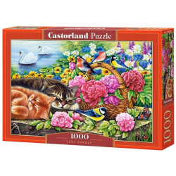 Пъзел Castorland от 1000 части - Коте в градината