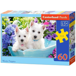 Пъзел Castorland от 60 части - Бели кученца