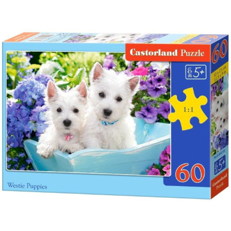 Пъзел Castorland от 60 части - Бели кученца