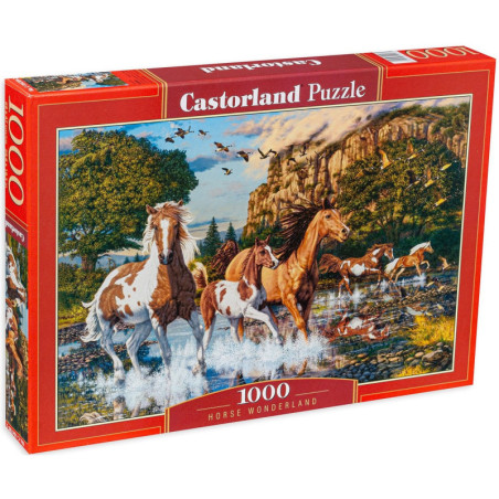 Пъзел Castorland от 1000 части - Коне в реката