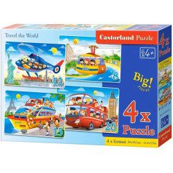 Пъзел Castorland 4 в 1 - Пътешествие по света