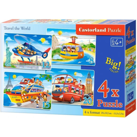 Пъзел Castorland 4 в 1 - Пътешествие по света