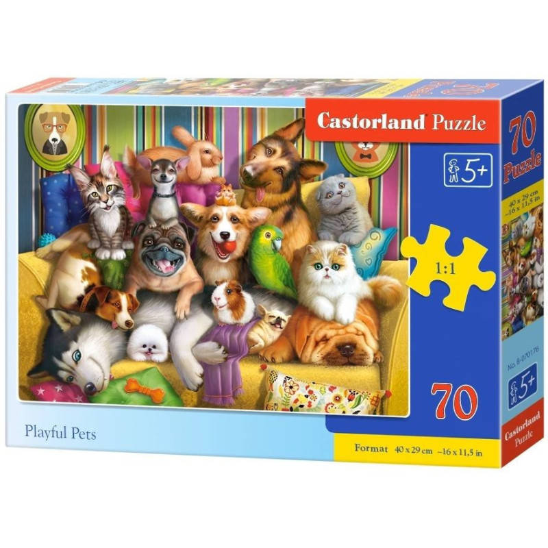 Пъзел Castorland от 70 части - Игриви приятелчета