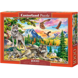Пъзел Castorland от 1000 части - Вълче семейство и орли