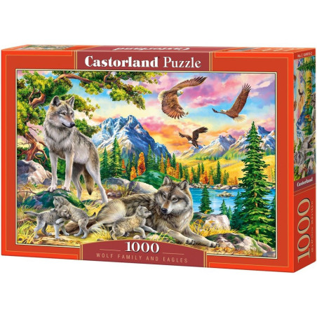 Пъзел Castorland от 1000 части - Вълче семейство и орли