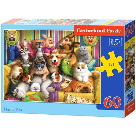 Пъзел Castorland от 60 части - Игриви приятелчета