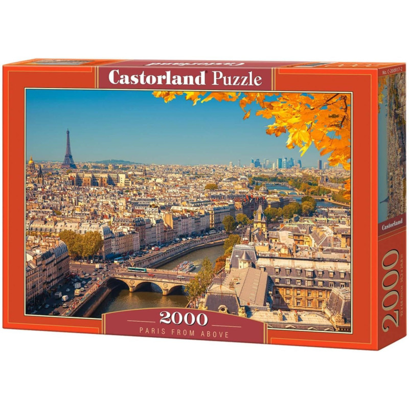 Пъзел Castorland от 2000 части - Париж от птичи поглед