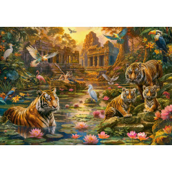 Пъзел Castorland от 1000 части - Рай на тигрите