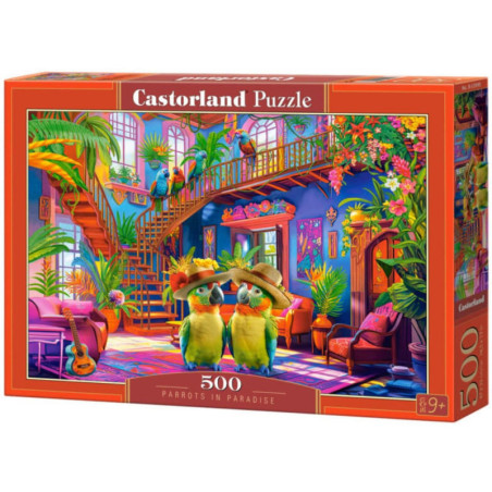Пъзел Castorland от 500 части - Папагали в Рая