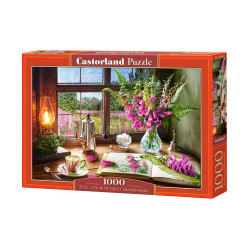 Пъзел Castorland от 1000 части - Натюрморт с виолетови Кученца