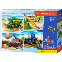 Пъзел Castorland 4 в 1 - Земеделски машини
