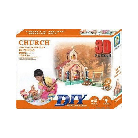 Светещ детски пъзел 3D - Църква
