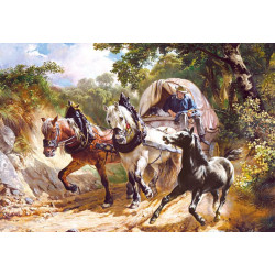 Covered Wagon in a Narrow Path